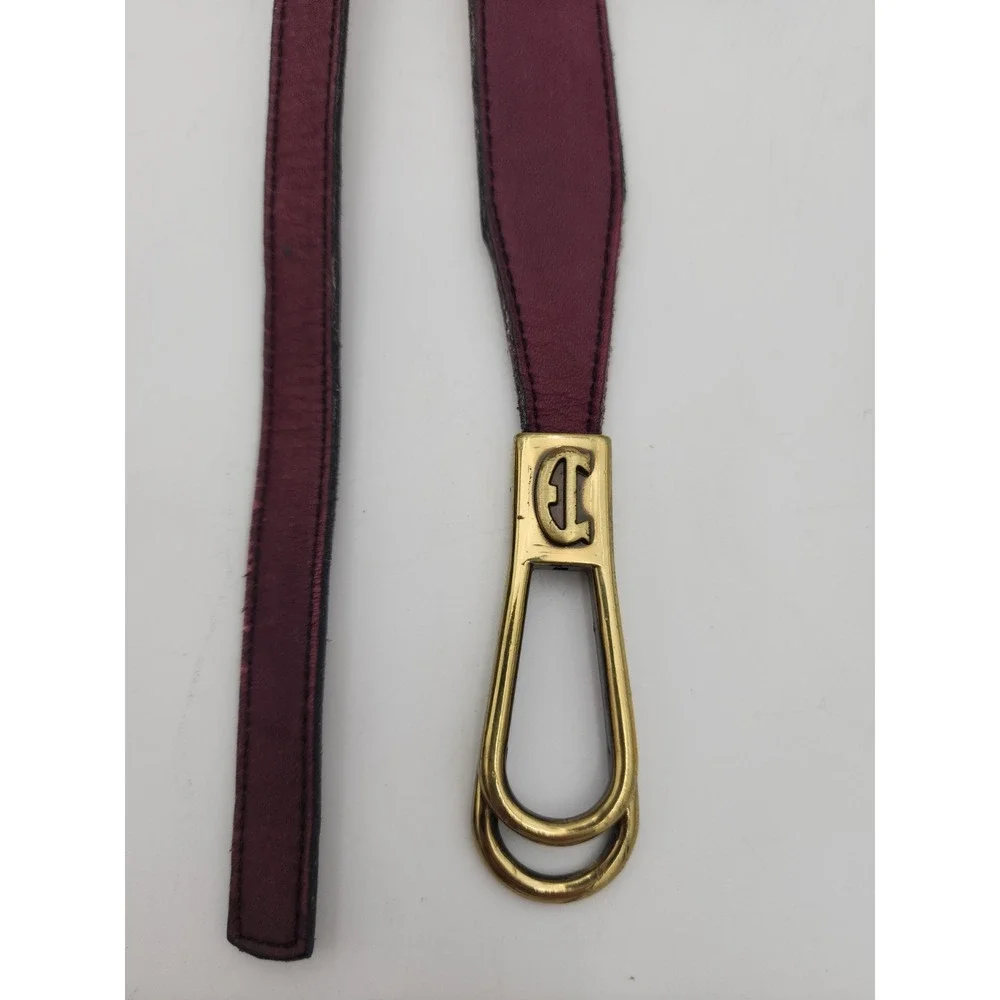 Vtg Etienne Aigner Oxblood Leather Slidelock Skinny Belt Sz 26